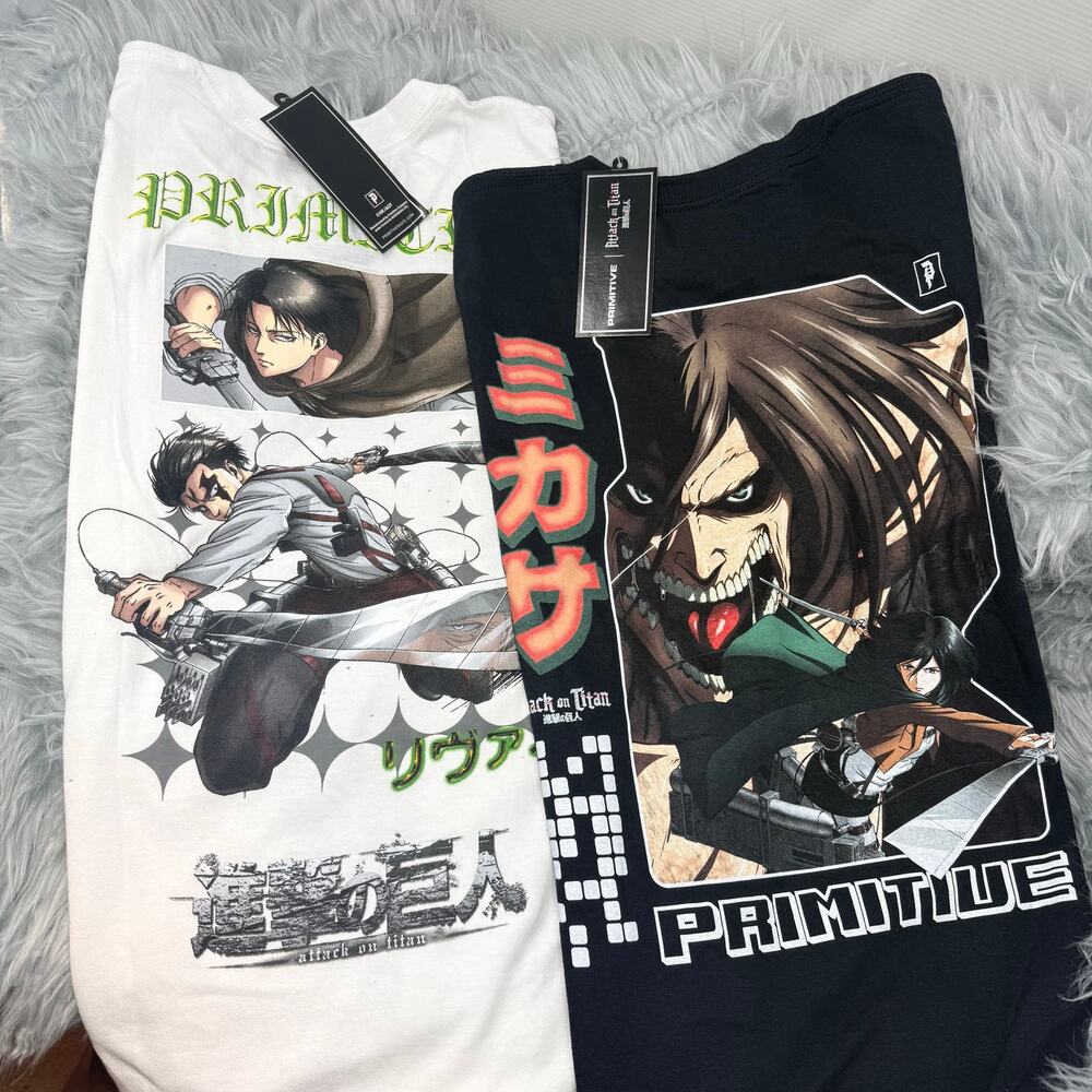2 “Attack on Titan”, graphic T-shirts, youth 
medium ￼NEW